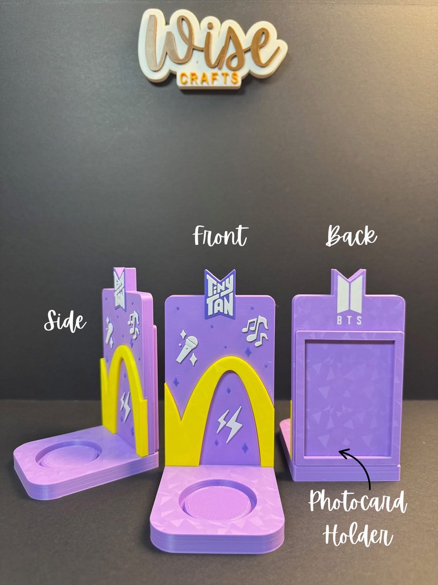 WiseSope's tweet photo. 💜 NEW DROP: TinyTAN Happy Meal Toy Stand Solo Version! 💜
Because your TinyTAN deserves a stage as iconic as they are 😍✨
Our 3D-printed stand is specially designed to match the details of the McDonald’s × TinyTAN collab, complete with that iconic BTS purple glow 💜🍟￼ https://t.co/NQwx0aerc8