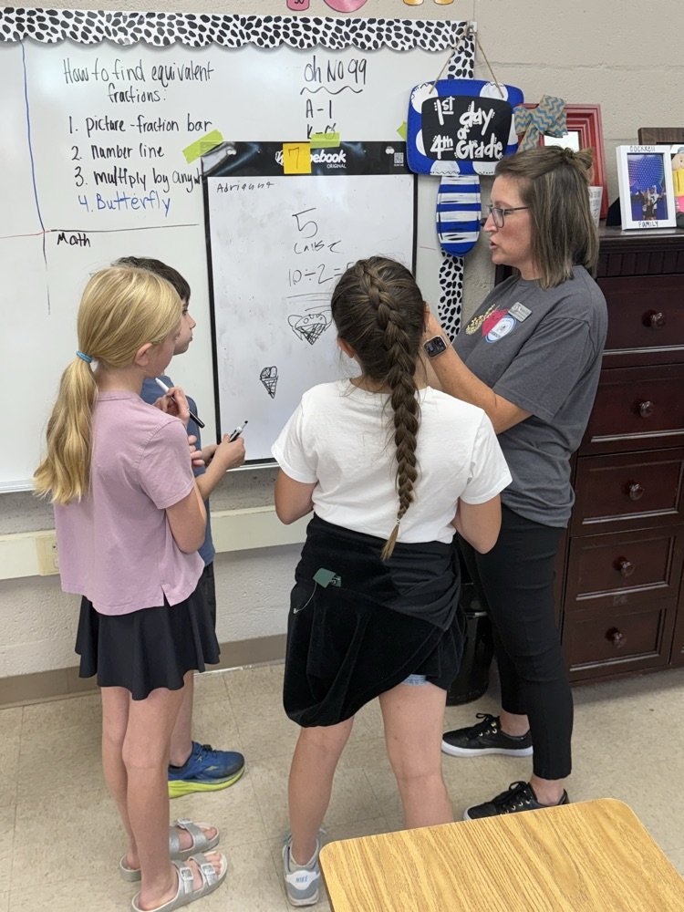 Math Specialist Melissa Ellis modeling a Building Thinking Classrooms math activity at Caldwell Elementary.