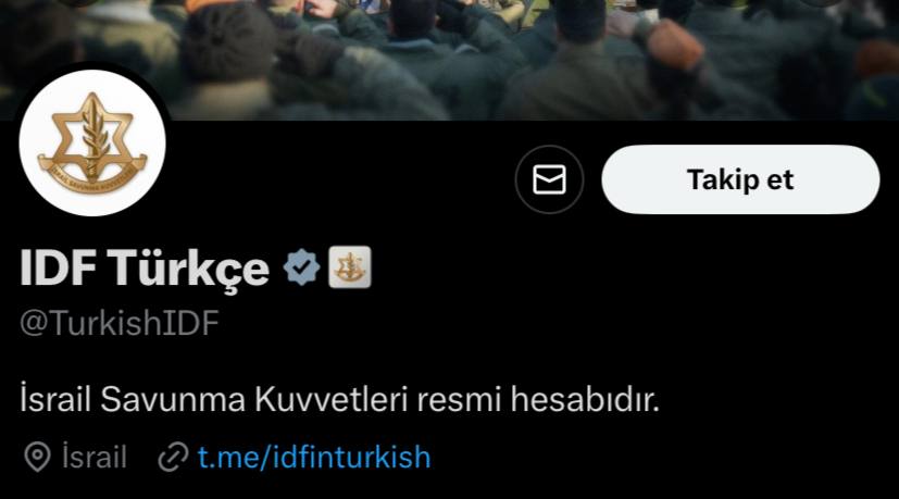 🧭İşgalci Varlık İsrail ;

Türkiye içinde propaganda yürütmek amacıyla açtığı Türkçe hesabı hakkında suç duyurusunda bulunuldu.