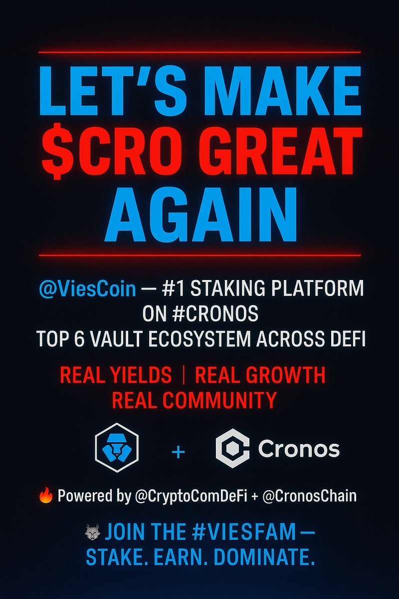 The wolves are eating. 🐺
<a href="/ViesCoin/">Vies Coin</a> is dominating vaults on <a href="/CronosChain/">Vincent Harrison</a> — top-tier APY, real growth, and a thriving community.
We’re bringing the energy back.
Let’s make $CRO great again. 🔥
#ViesCoin #Cronos #CROFam #DeFi
