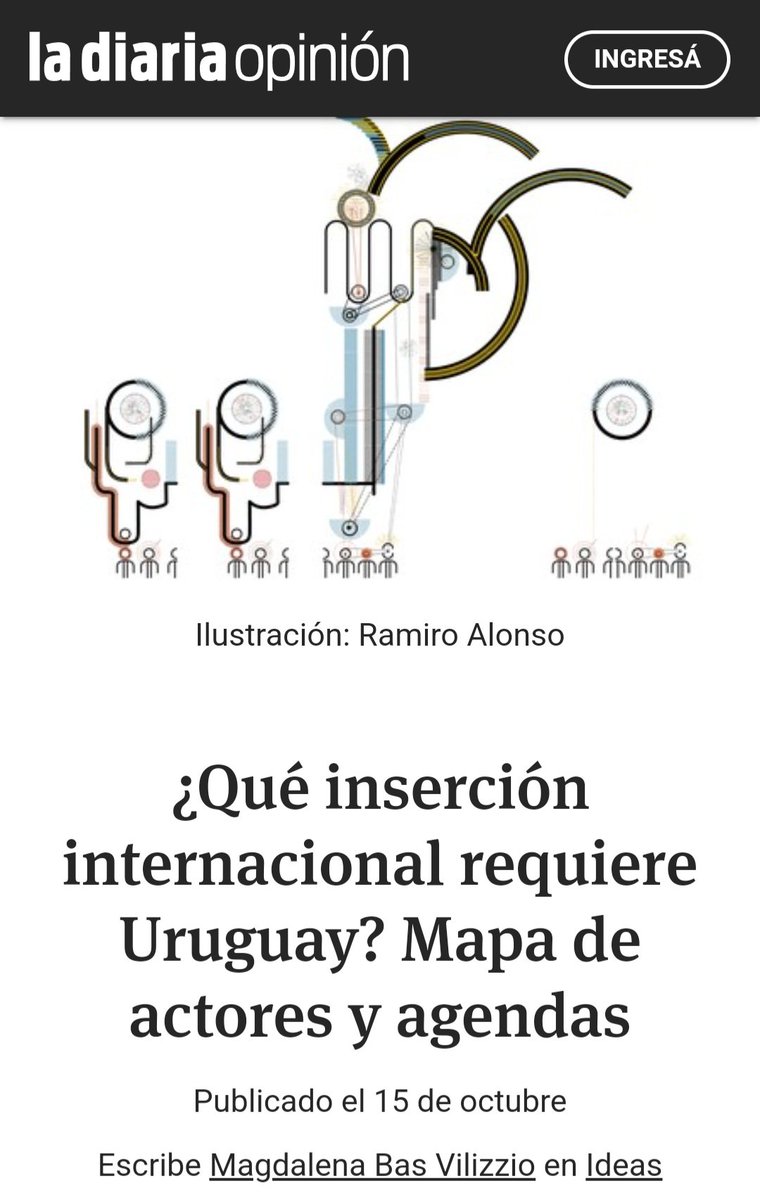 Comparto nota de opinión publicada en el espacio de Ideas de <a href="/ladiaria/">la diaria</a>. ¿Qué inserción internacional requiere Uruguay? Mapa de actores y agendas.

ladiaria.com.uy/opinion/articu…