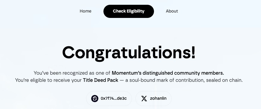 取得 <a href="/MMTFinance/">MomentumⓂ️Ⓜ️T</a> Deed NFT 資格，不用求人提名！

完成銀河任務「其中之一」，即可拿到資格
連結請至下方官方推文查看

<a href="/SaharaLabsAI/">Sahara AI | SaharaAI.com 🔆</a>
<a href="/Lombard_Finance/">Lombard</a>
<a href="/solayer_labs/">Solayer</a>
<a href="/FalconStable/">Falcon Finance 🦅🟠</a>
<a href="/moonbirds/">Moonbirds</a>
上述每個項目各分配 200 名，FCFS

完成後再回去 MMT 頁面查看，直接更新，我也拿到資格啦！

--