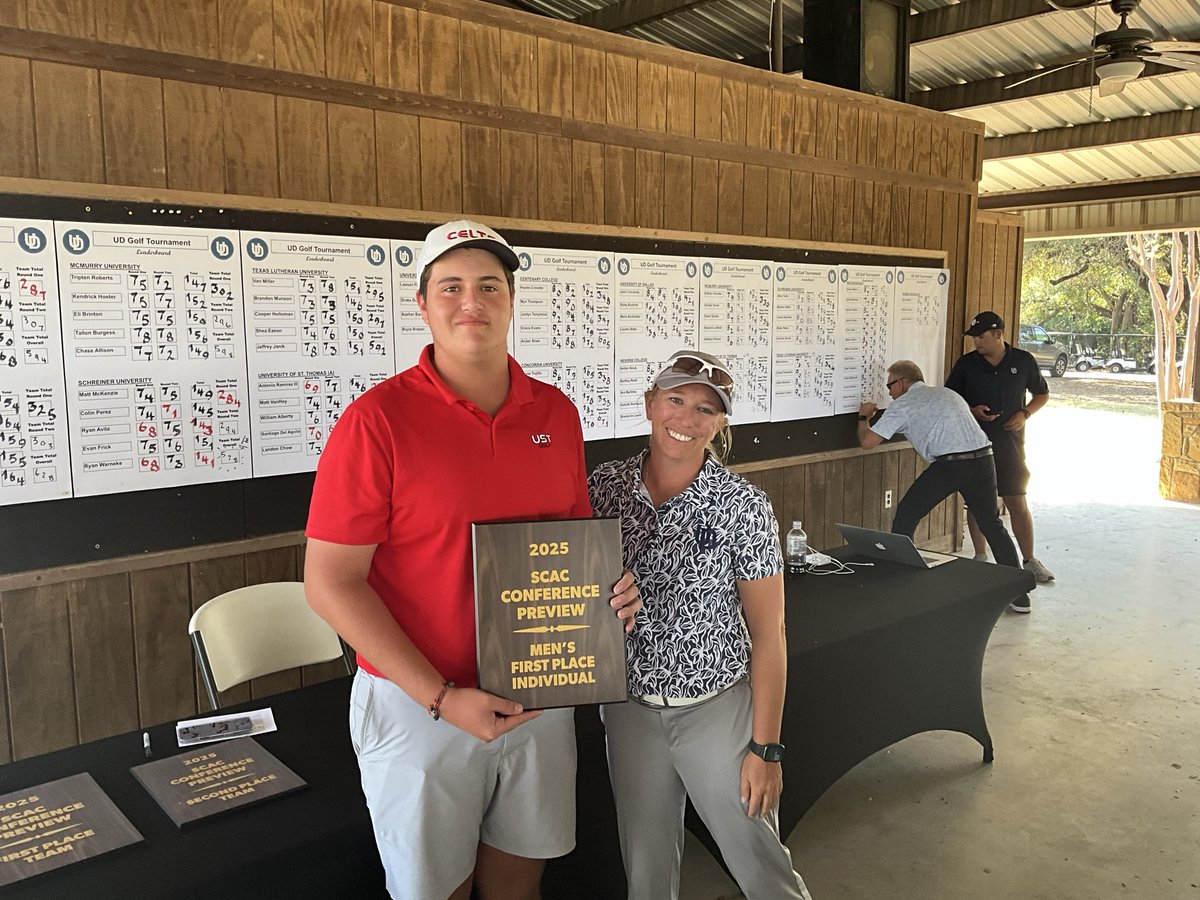 USTCeltsGolf's tweet image. Congratulations to Jesus Del Aguila on being named the SCAC Men’s Golfer of the Week. @USTCeltsGolf ⛳️🏌️‍♂️@USTAthletics @stthomashouston #GoCelts💪