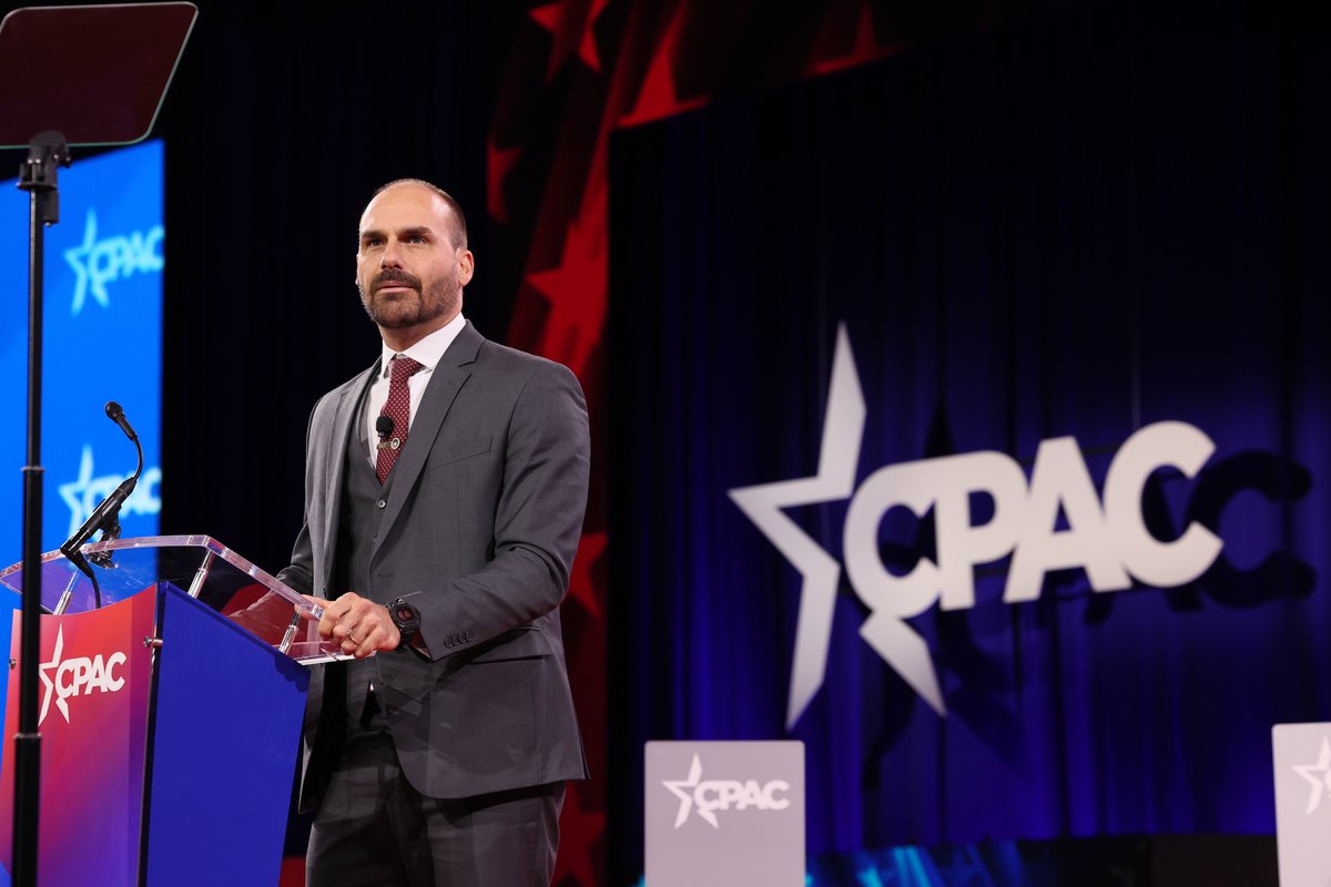 CPAC's tweet image. 📸 Eduardo Bolsonaro, Member of the Chamber of Deputies of Brazil, speaking at CPAC in DC 2025 🇺🇸
You’re invited to CPAC 2026 held in Dallas, Texas — March 25–28, 2026.
To find out more and to look at tickets, go to CPAC.ORG/USA 🎟️