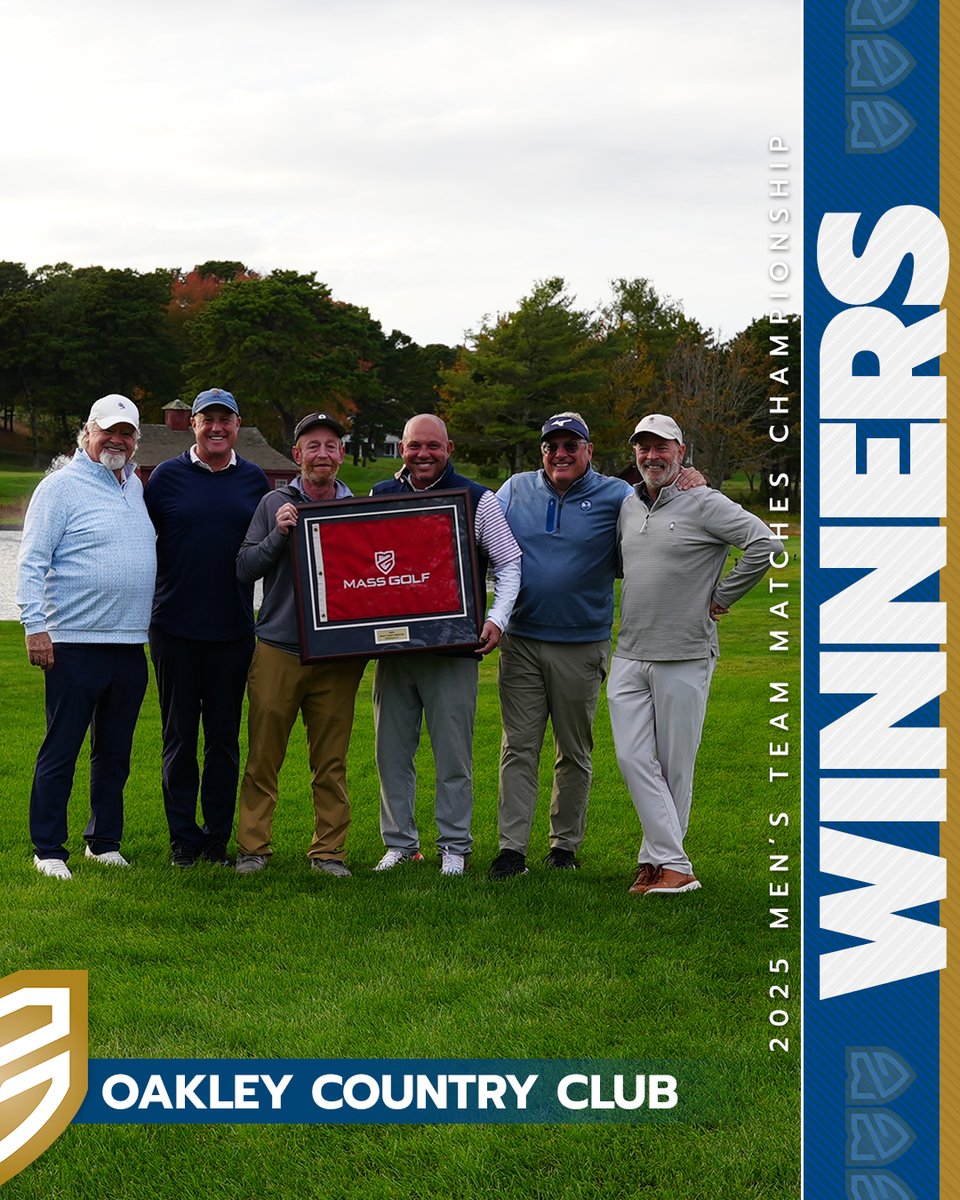 Oakley Country Club stood tall on Wednesday, capturing the 2nd Annual Mass Golf Men’s Team Matches Championship. With a Net score of 13-under-par, they bested the field by 8 strokes at Willowbend.

Results: bit.ly/3W8ycMn