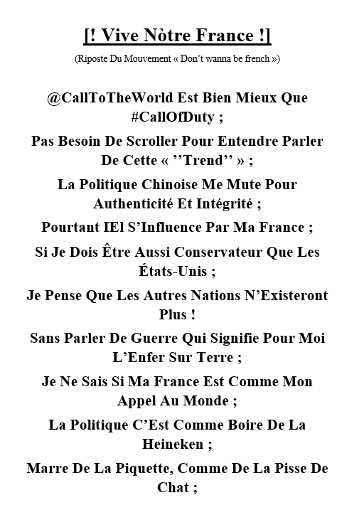 CallToTheWorld_'s tweet image. ✊🇫🇷✊ #Tweet #ProFR :

Comment Dois-Je Faire Connaître Le #PRÕJÊTS ?
#ActDePaix Rédigé ; #ModèleS :
@StrategiePlan - @MissionSoNum / #NoChatControle ! #FRExit ?
@la_france_sur_x C&apos;Est L&apos;#AnnuairePro ;
Le Courant #DicoPsy ! @ACF_ECA ;
Découvrez Lettre :#LMÂ France !

#FÎÕP #ÕMHCÔ