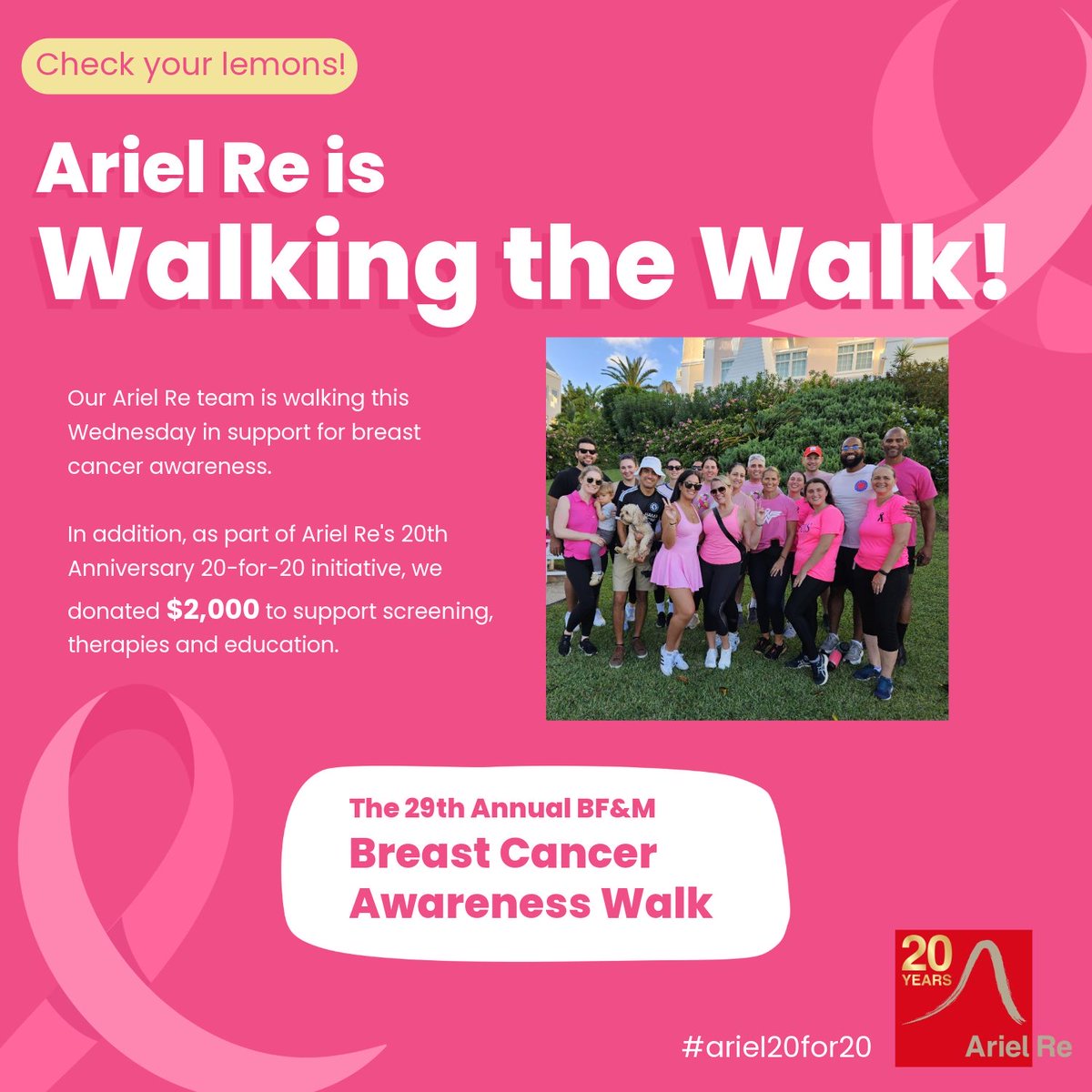 To mark our 20th anniversary, Ariel Re is proud to launch our ‘20 for 20’ campaign, which will support 20 charities and other worthy causes across Bermuda and London. This initiative celebrates our legacy by giving back to the communities we call home.