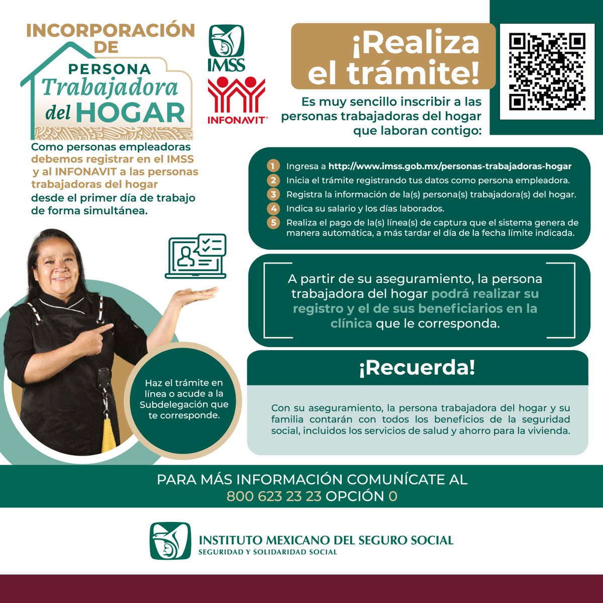 #PRODECONTeInforma

🗣️ ¡Atención #PersonasEmpleadoras! 👩🏻‍💼👨🏽‍💼

El #IMSS, te ayuda a asegurar a las personas trabajadoras del hogar. 🏡

¡Bríndales seguridad social y protege sus derechos!

Conoce todos los detalles en 👉🏼🔗  imss.gob.mx/personas-traba…

#TrabajoDigno #AfiliaciónIMSS
