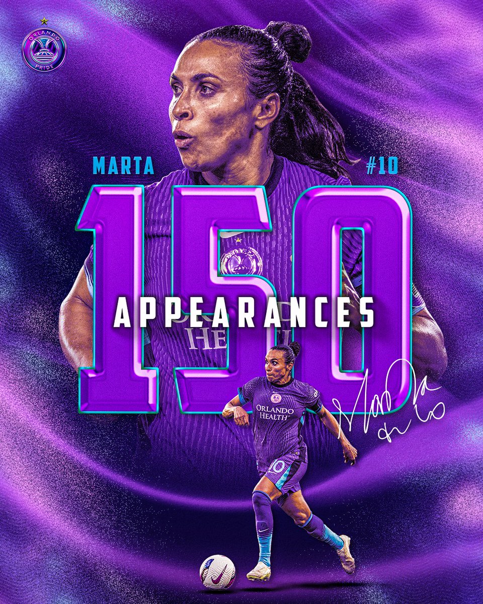 A legend continues her REIGN 👑

Marta has reached 𝟏𝟓𝟎 appearances across all competitions for the Pride, the most in club history 📶
