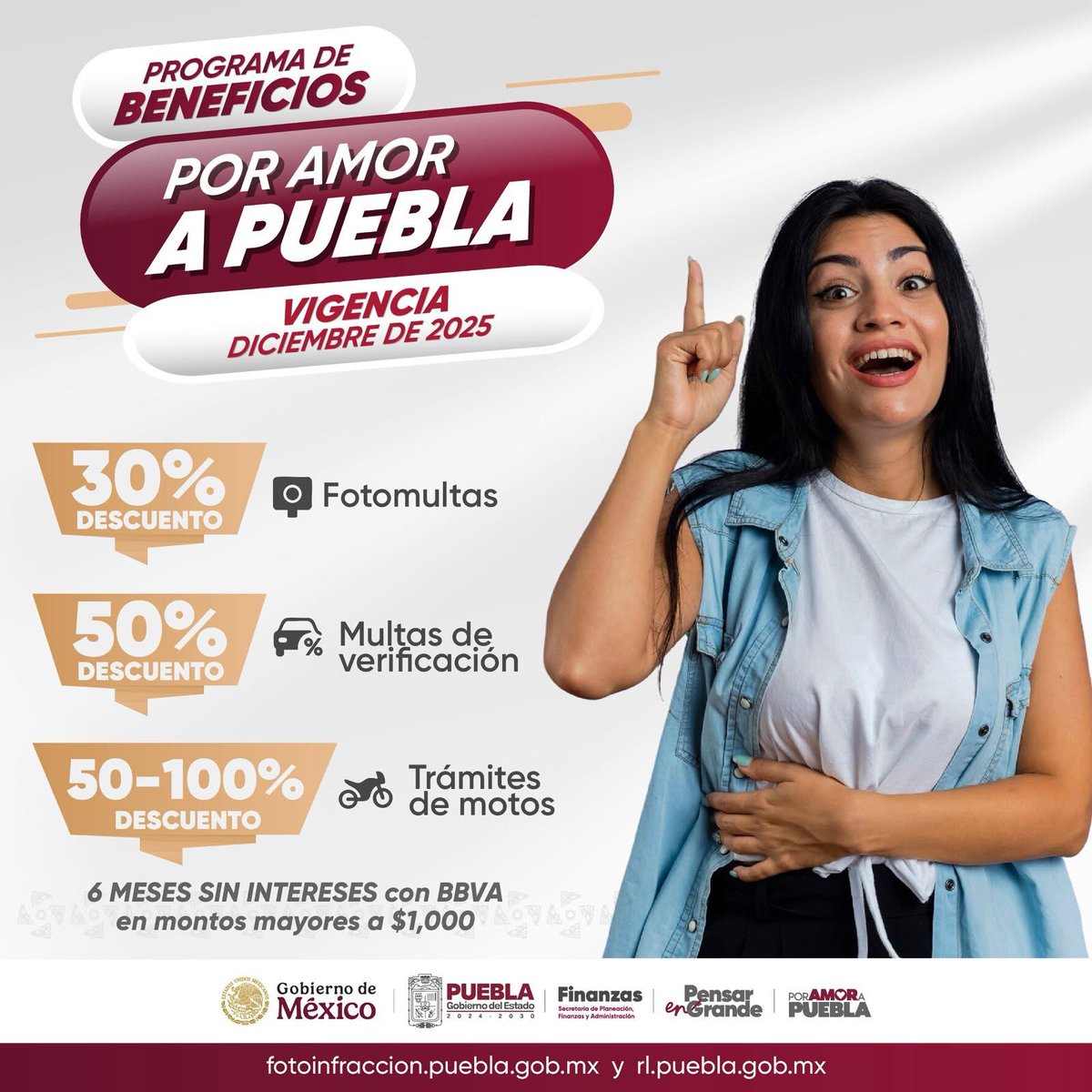 PrimeraPPuebla's tweet image. #entérate 💬
Aprovecha los #beneficios del #Programa #PorAmorAPuebla y regulariza tus fotoinfracciones con descuentos y meses sin intereses hasta diciembre de 2025
▪️ @riva_leo