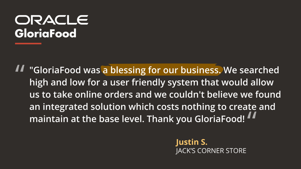 GloriaFood's tweet image. Just like Jack's Corner Store, you can experience the benefits of a free, user-friendly system to help you streamline #onlineordering. 🙌 

Create your free #GloriaFood account today. 🆓
