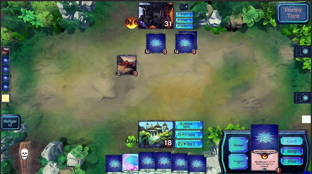 SunyataCCG's tweet image. Here's what our game looked like earlier this year (left), and here's what it looks like now (right)!
#CCG #cardgamedevelopment