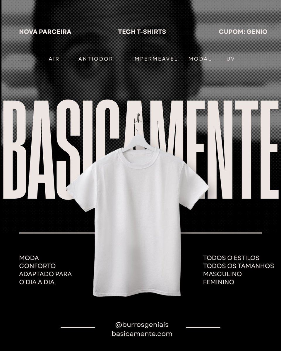 burrosgeniais's tweet image. 🔥 NOVA PARCERIA Basicamente.com! 
🤝 Estilo, conforto e qualidade garantidos.

Use o cupom GÊNIO e tenha 20% OFF nas camisas! 👕✨
E tem Outlet com até 60% OFF!

#Basicamente #Moda #Parceria