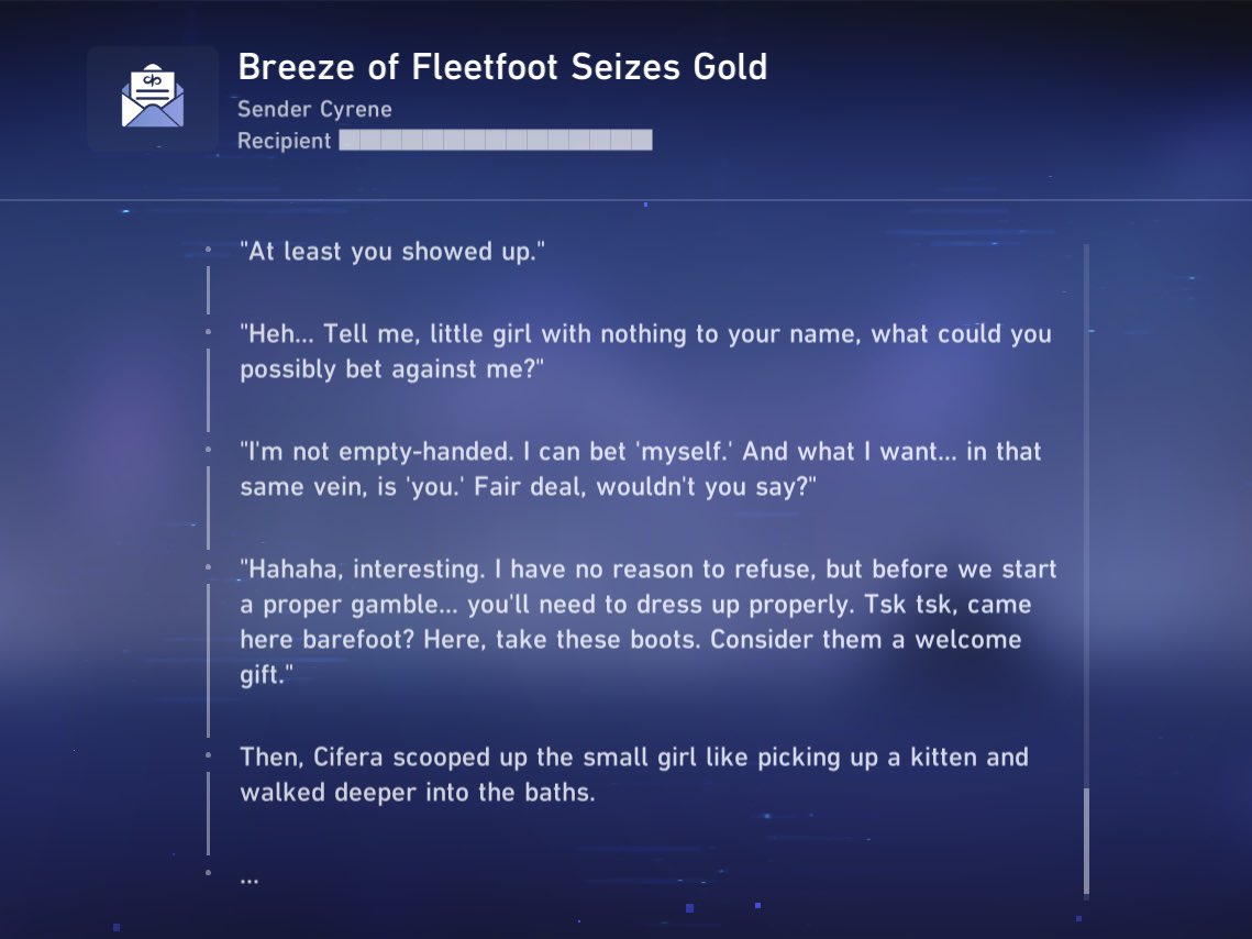 flameheirs's tweet photo. in cycle 6,269,299, aglaea and cipher's roles were reversed?! zagreus made gambling popular in amphoreus and cipher became the richest person in okhema. instead, aglaea was a very poor child and cipher was the one to gift her with a pair of boots 😭 https://t.co/54kc1P5MhU