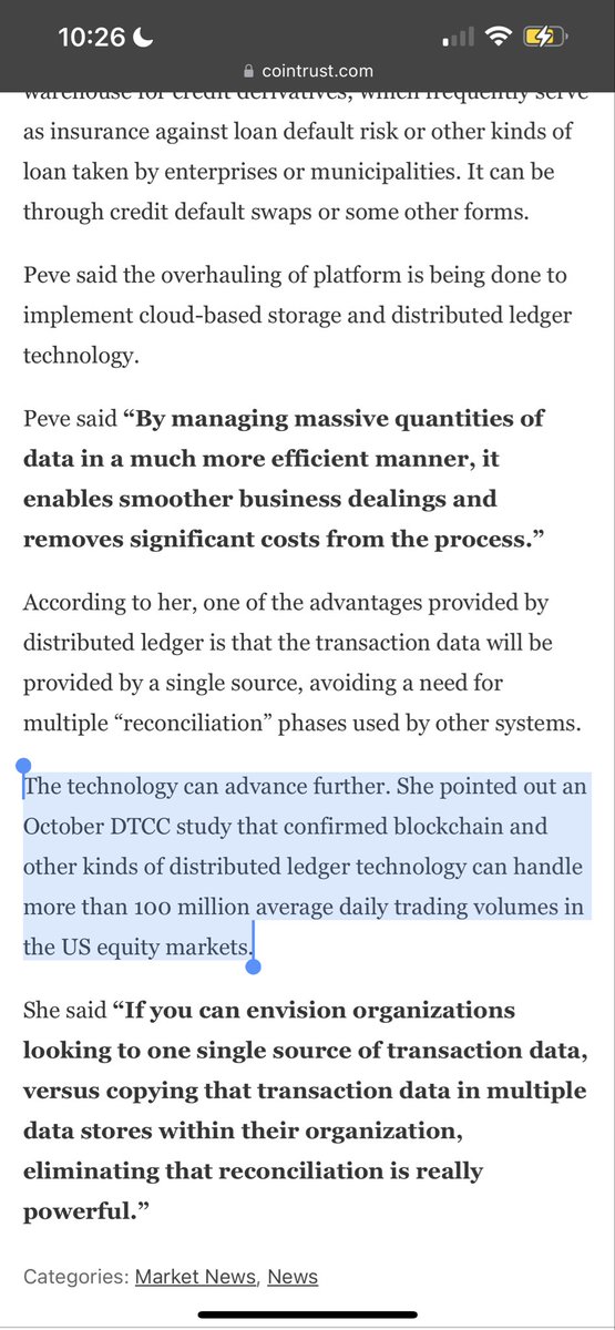 ‼️ DTCC STUDY CONFIRMS BLOCKCHAIN CAN HANDLE OVER 100 MILLION DAILY TRADES IN U.S. EQUITY MARKETS‼️

Documented.📝👇
