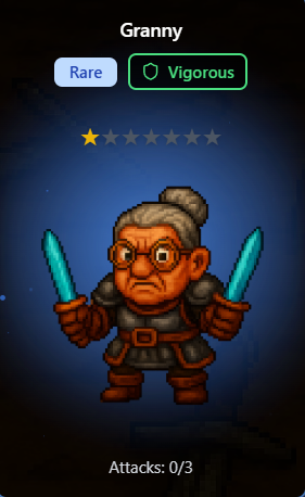 Darkwin18's tweet photo. @PlayVoG Of course my Granny, she is better than my legendary Mage Because she can cook too haha https://t.co/zCLAneMwQq