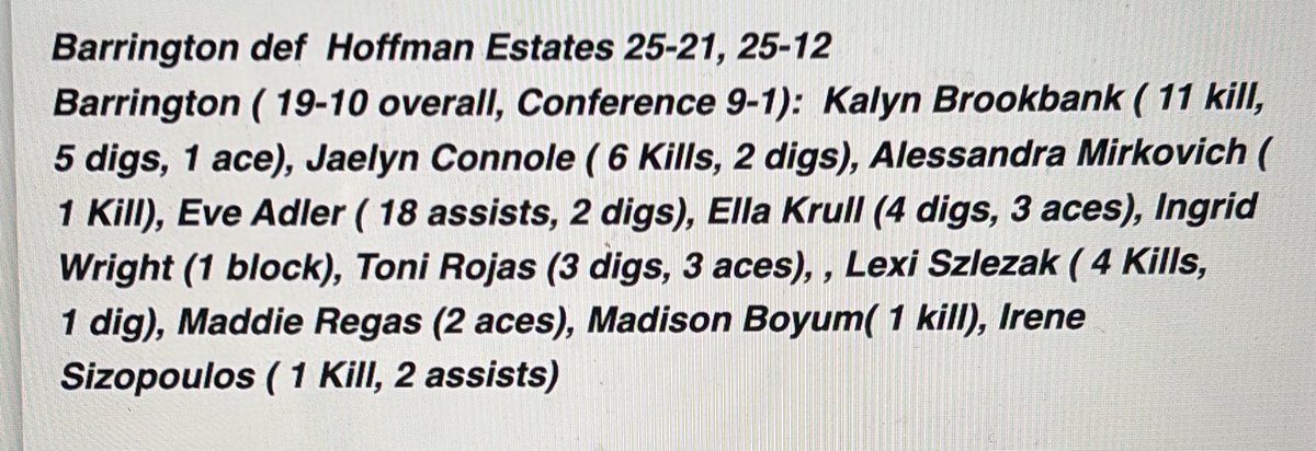 BHS Fillies VB tweet media