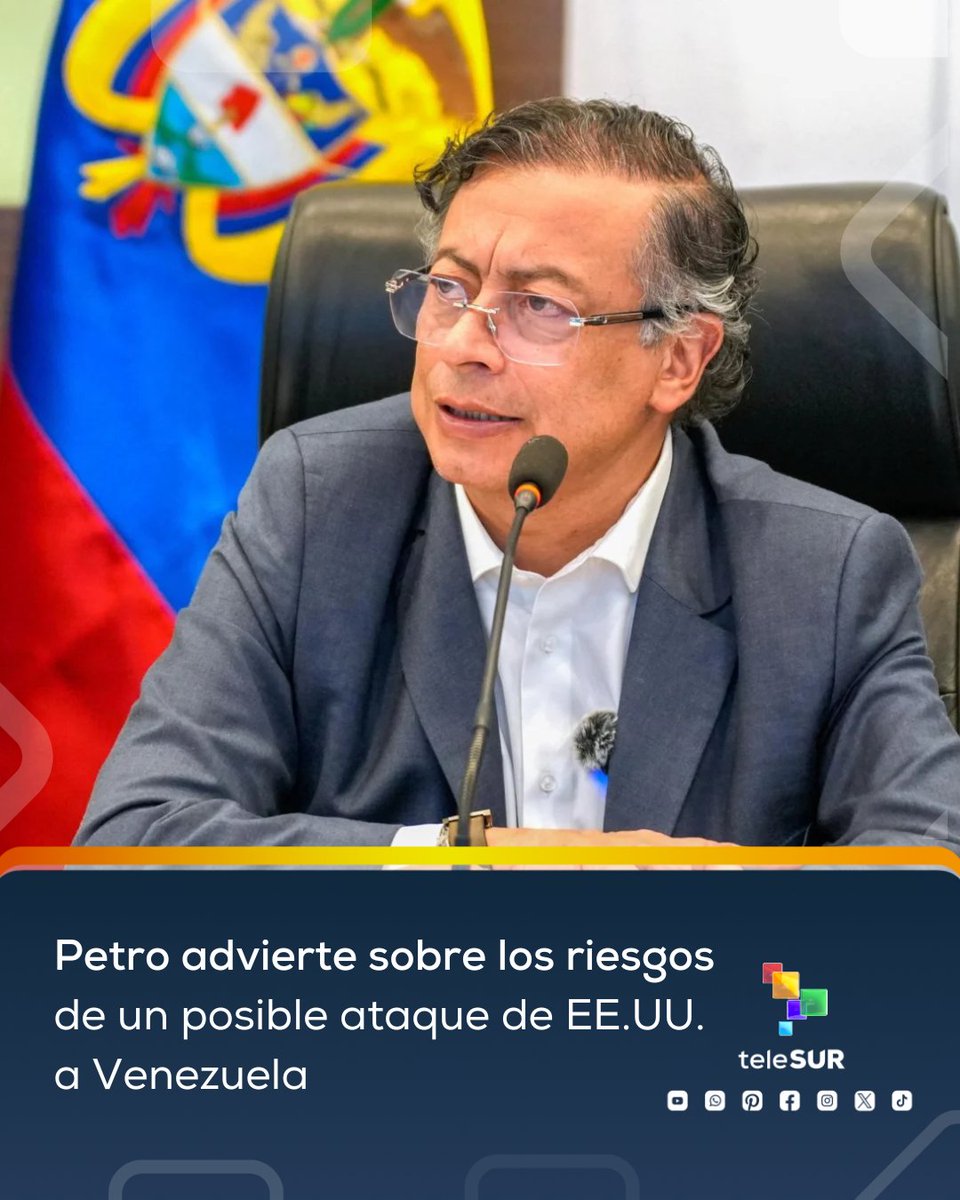 📌El presidente de #Colombia🇨🇴, Gustavo Petro, alertó sobre las consecuencias directas que una intervención militar de #EstadosUnidos🇺🇸 en #Venezuela🇻🇪 tendría para su nación.

El mandatario colombiano expresó su profunda preocupación:

"Sé lo que puede pasar en Colombia, y esa
