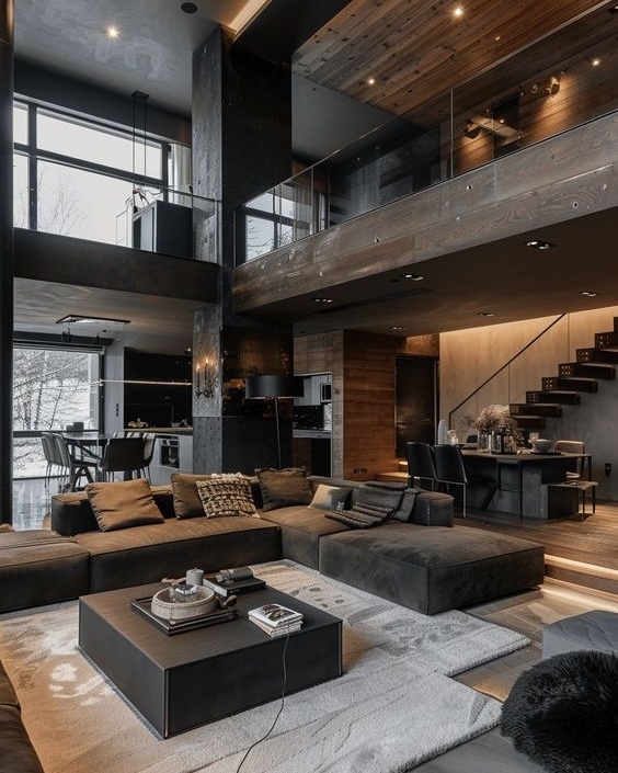 Dark interior design.