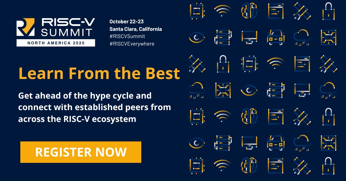 eetimes's tweet image. Join us at RISC-V Summit North America from Oct 22-23 in Santa Clara, CA and discover how organizations and countries are accelerating with RISC-V. 

➡️ Don’t miss out—register today!

#RISCV #RISCVSummit #RISCVEverywhere