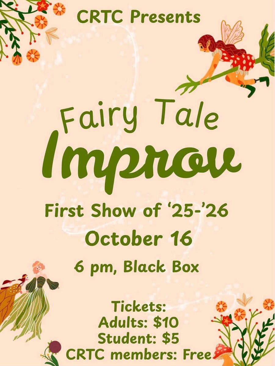 REPOST!!! #CPOE 

Come on out and support the CRTC Improv troupe on October 16th!