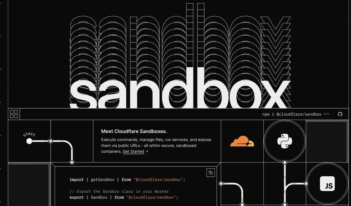Gift✨ (@lauragift_) on Twitter photo ⚡ Meet <a href="/Cloudflare/">Cloudflare</a> Sandbox: perfect for AI agents, dev environments, CI/CD, and more → 
You can now run untrusted code securely in isolated environments right from your Cloudflare Workers.
sandbox.cloudflare.com ⚡ Meet <a href="/Cloudflare/">Cloudflare</a> Sandbox: perfect for AI agents, dev environments, CI/CD, and more → 
You can now run untrusted code securely in isolated environments right from your Cloudflare Workers.
sandbox.cloudflare.com
