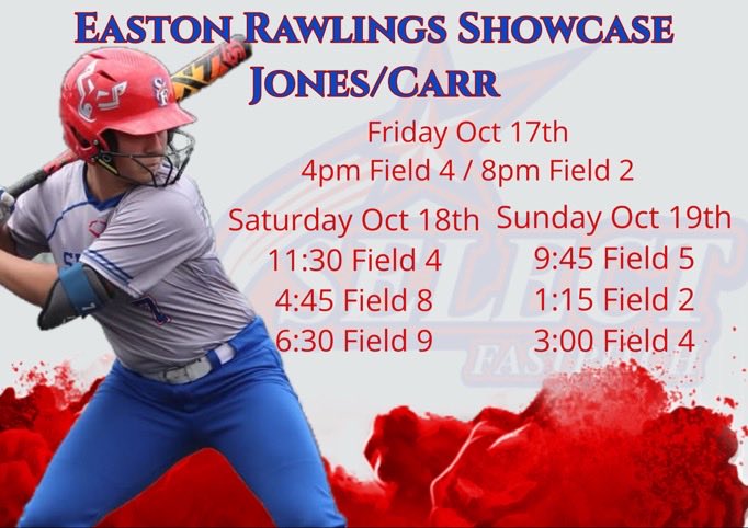 Exited for the opportunity to join Select Jones/Carr this weekend in the SAVVY Softball: Easton Rawlings Elite Fall Showcase 16U. We are heading to O’Fallon, IL.