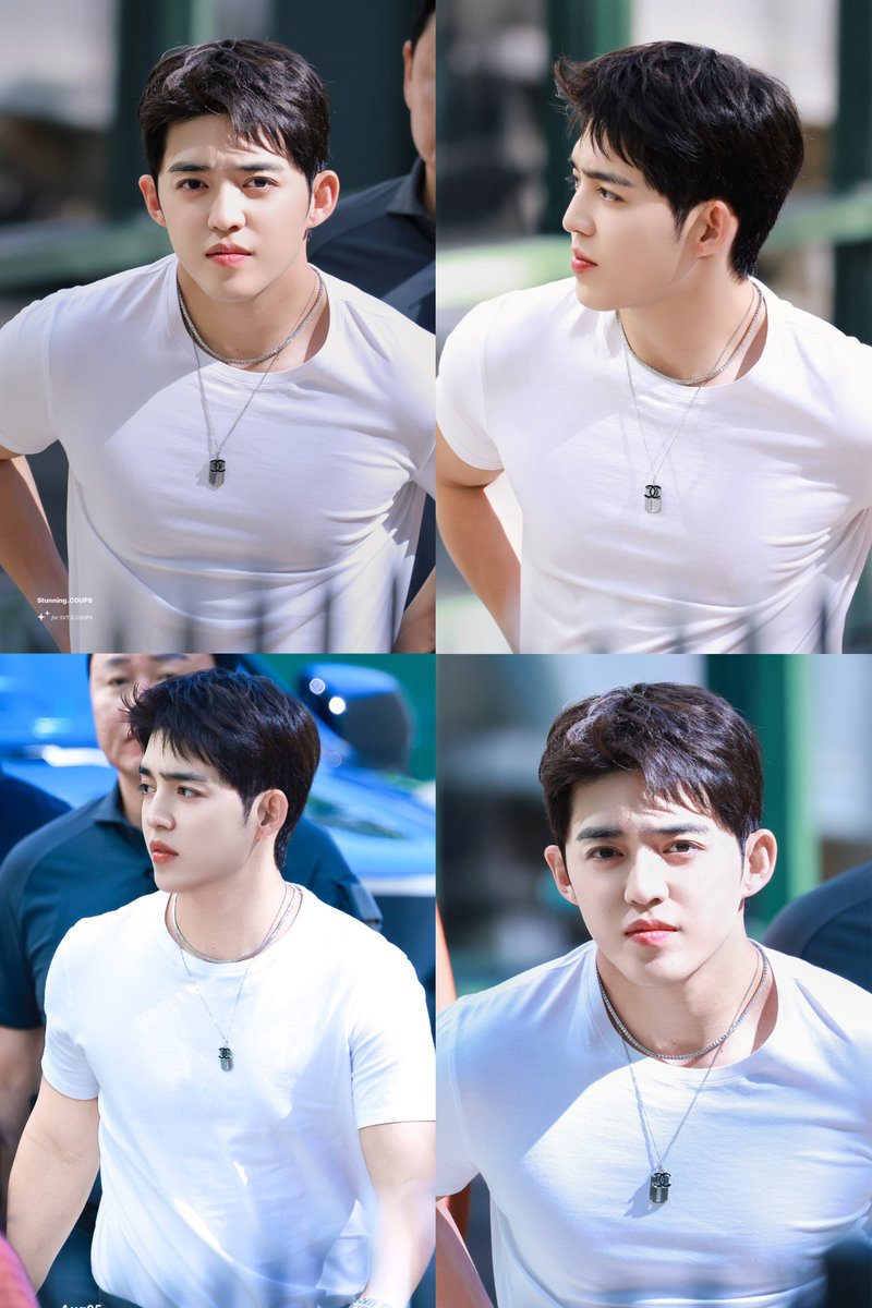 scoups in a simple white shirt 🤍