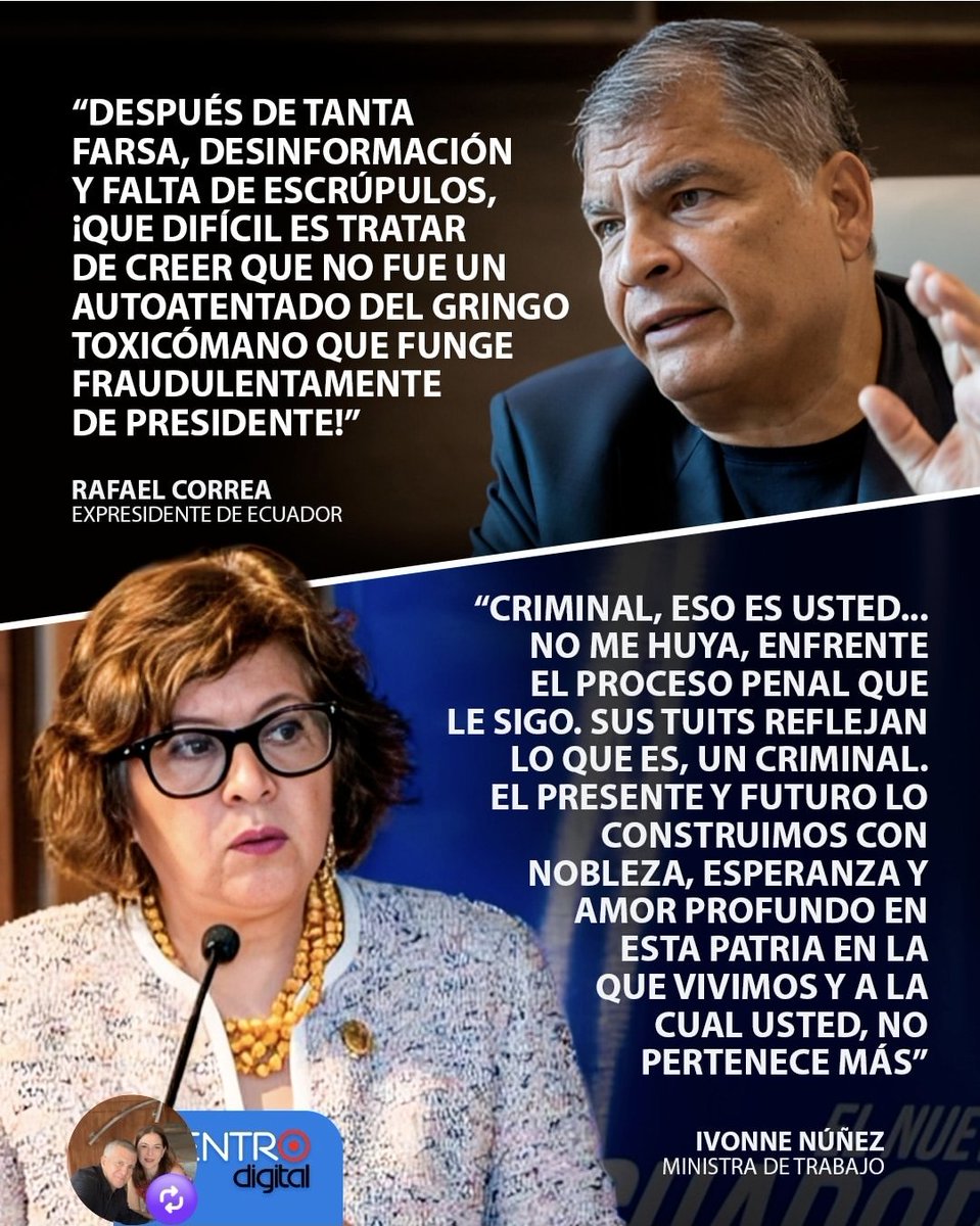 jxbenedeti's tweet photo. El CORREÍSMO volvió a cruzar la línea. 
Rafael Correa, desde Bélgica, y algunos de sus más acérrimos seguidores, insinuaron que el coche bomba en Guayaquil fue un AUTOATENTADO del presidente Noboa. 
Una infamia más de quien ya no tiene vergüenza ni patria. La ministra Ivonne Núñez le respondió con firmeza: ‘Usted está condenado por criminal y traidor.’ Porque el coche bomba no lo puso el gobierno, lo puso la delincuencia que ellos alimentaron durante años. 
Y mientras el Estado combate el terror, el CORREÍSMO lo justifica con insultos. 
No hay mayor traición que burlarse del miedo de un país. Y no hay mayor dignidad que enfrentarlo con la verdad.