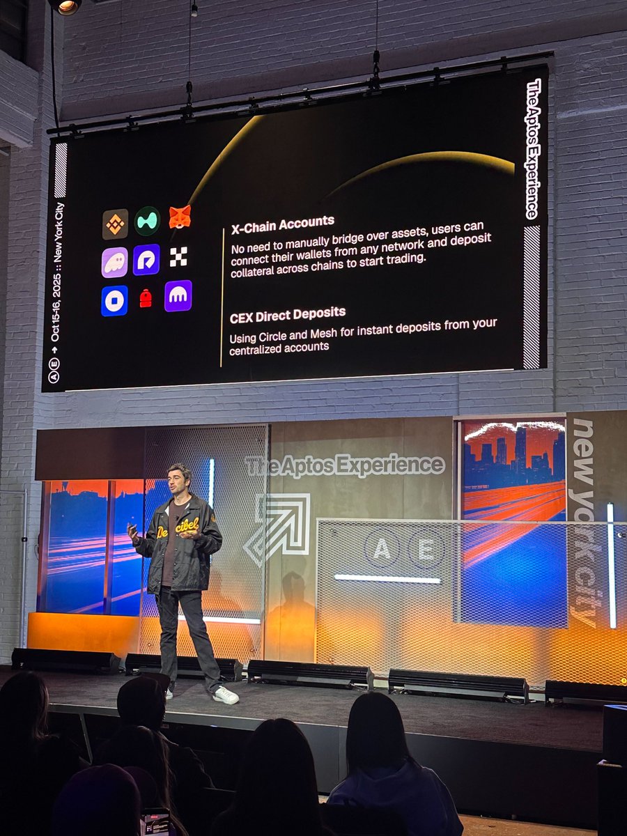 Decibel (@decibeltrade) on Twitter photo Talking interoperability, speed, and what’s next for onchain trading.
Here’s <a href="/aptoskent/">Kent</a>, our favourite engineer, breaking down Aptos X-Chain Accounts live at Aptos Experience NYC. Talking interoperability, speed, and what’s next for onchain trading.
Here’s <a href="/aptoskent/">Kent</a>, our favourite engineer, breaking down Aptos X-Chain Accounts live at Aptos Experience NYC.
