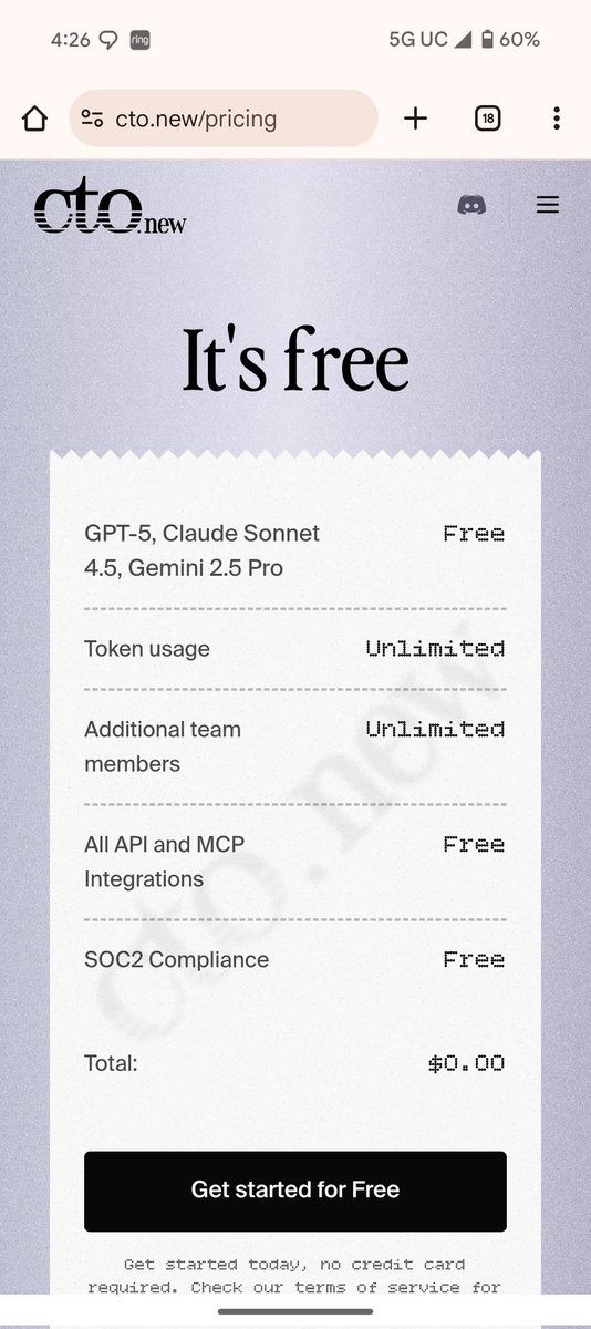 harveyfullstack's tweet image. Wait, there&apos;s no catch? 👀
cto.new