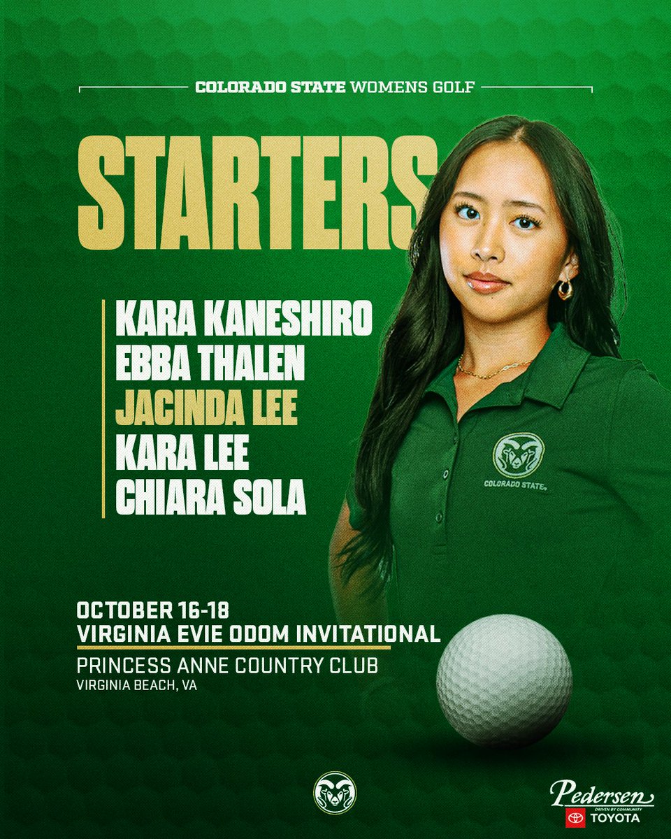 Starters for our final fall tournament! 🍁⛳️

🆚 Evie Odom Invitational
📍 Virginia Beach, VA
⛳️ 10:10 a.m.
📈 CSURa.ms/43jWtD2

#Relentless x #CSURams