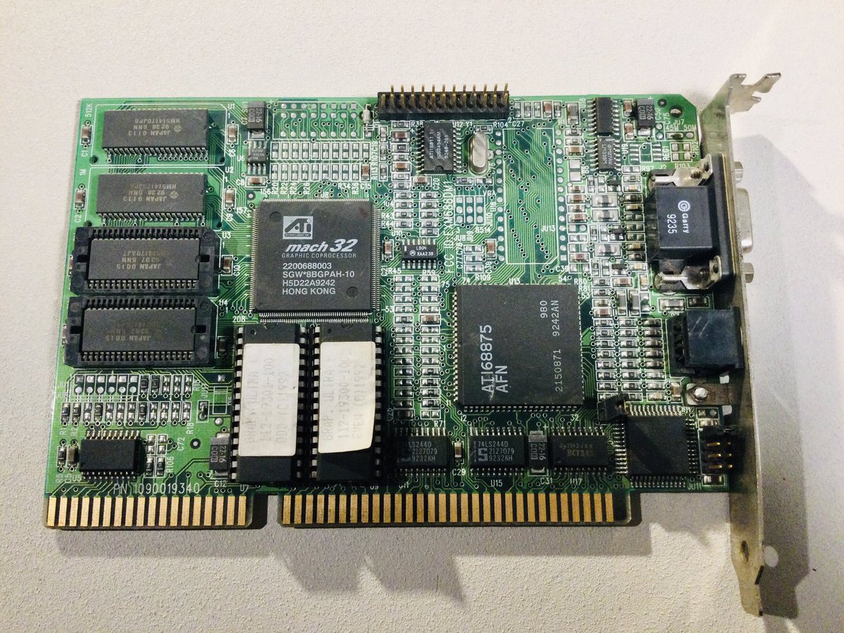 gordoslair's tweet image. Found this oldie at the thrift shop today. ATI Graphics Ultra Plus, with a Mach32 graphic chip, 2megs of RAM, ISA, VGA and bus mouse port. This card was $499 in 1992! #ATI #MSDOS