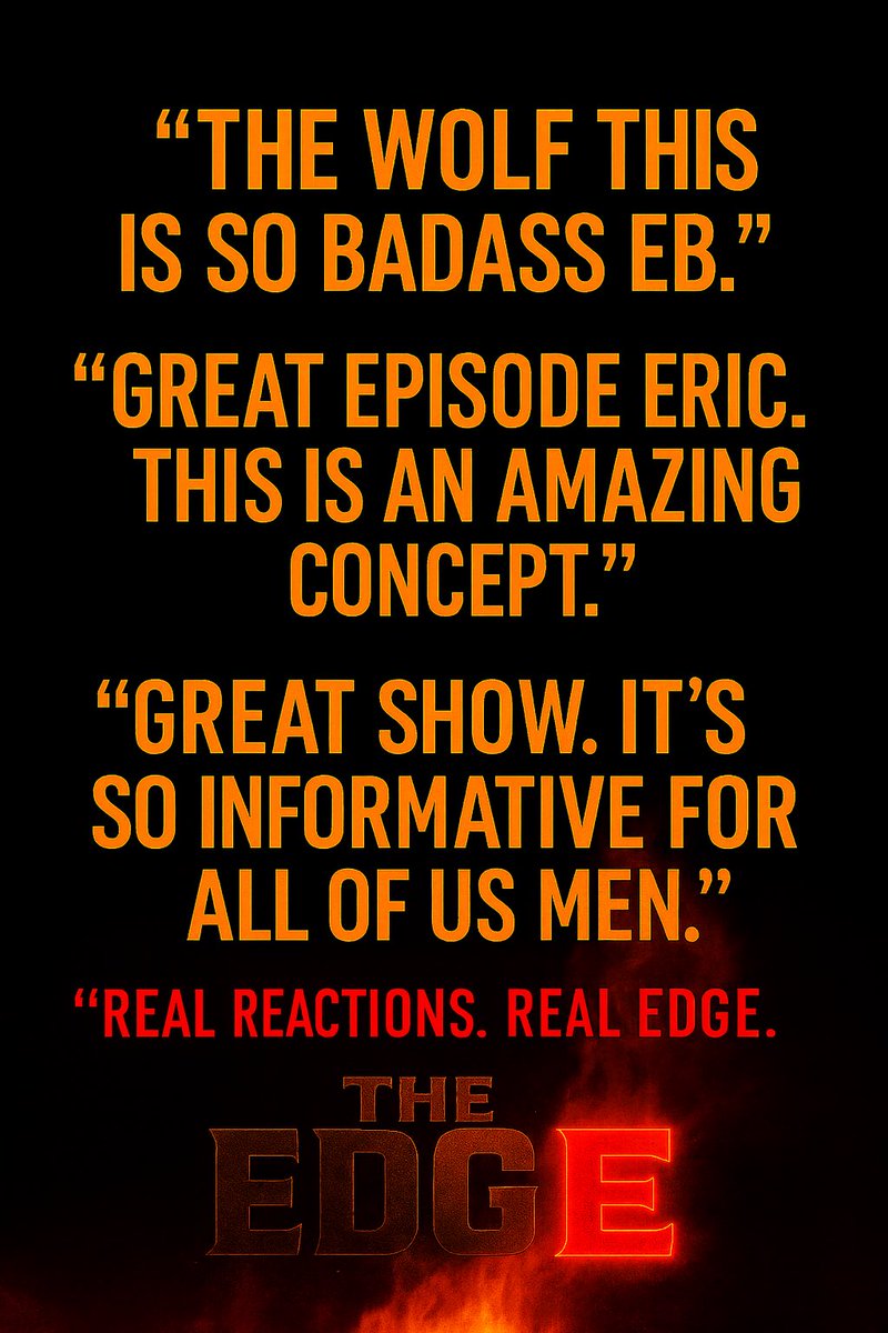 ericbolling's tweet photo. They see the fire. 
They feel the burn.
These aren’t compliments. 
These are proof.

Real men. 
Real reactions. 
Real Edge🔥….

#TheEDGE #RealReactions #AudiencePraise #NoPoliticsZone #MenWhoLead #GritCulture #Mindset #FuelTheFire #EdgeMindset #MensFocus #PerformanceFirst #TestimonialPower #ThroughTheFire #Motivation #EdgeLife