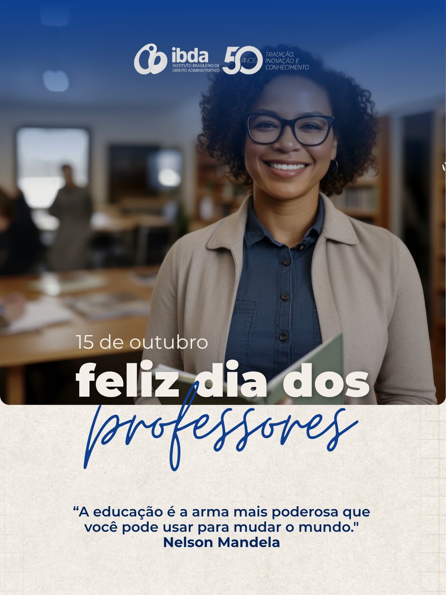ibda_diradm's tweet image. O IBDA celebra o Dia dos Professores com gratidão a todos que fazem da educação um instrumento de transformação.
Ensinar é inspirar o futuro, e essa é uma missão que seguimos juntos. 📚💙
#DiaDosProfessores #IBDA #Educação #IBDA50Anos