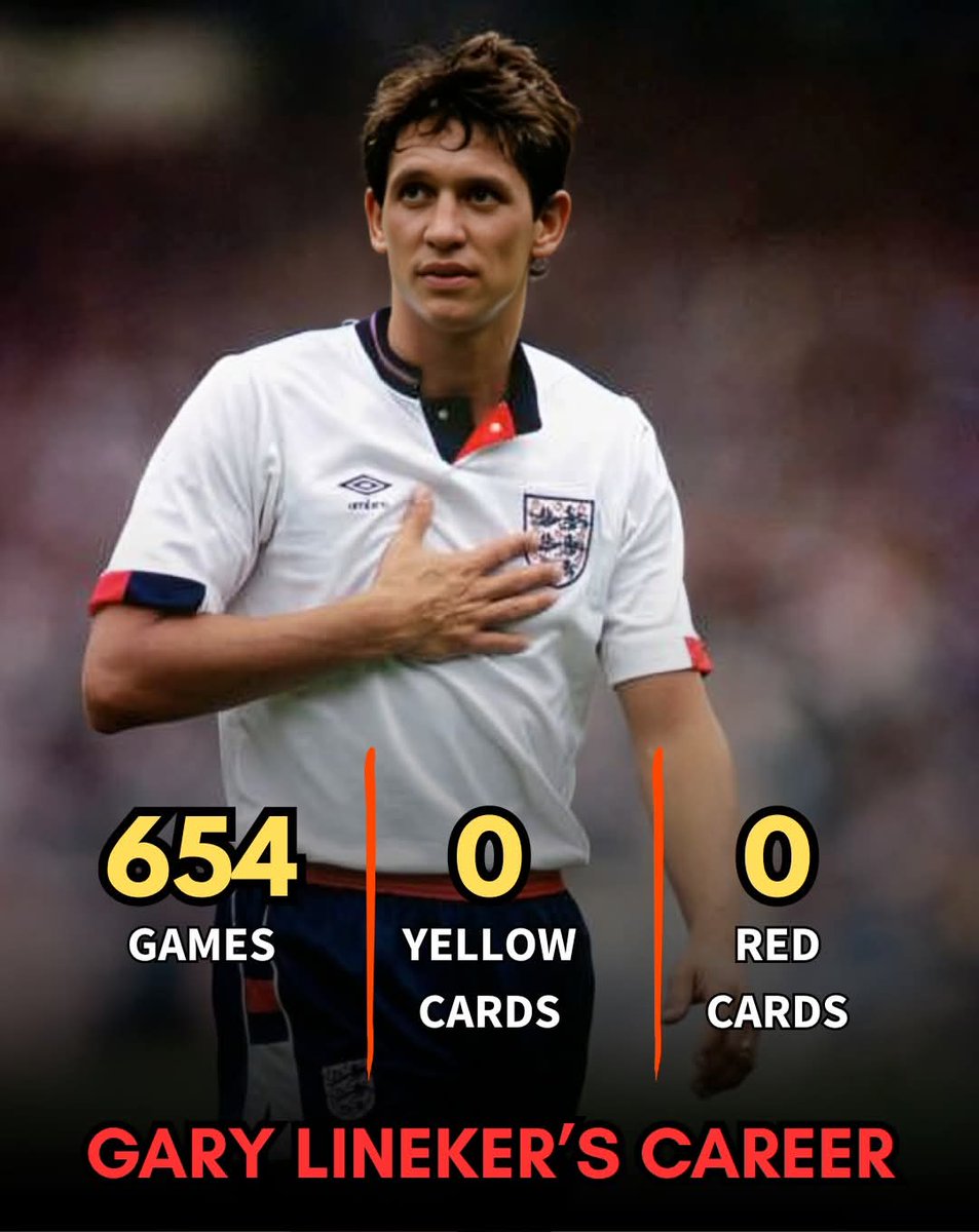 ogy_emy's tweet image. #GaryLineker is the only footballer in history that has never been carded. 🟨🟥

Yes, you read that correctly, he didn't receive a single yellow or red card during his entire career. 😲

He played 654 matches over 16 years. 

#England
