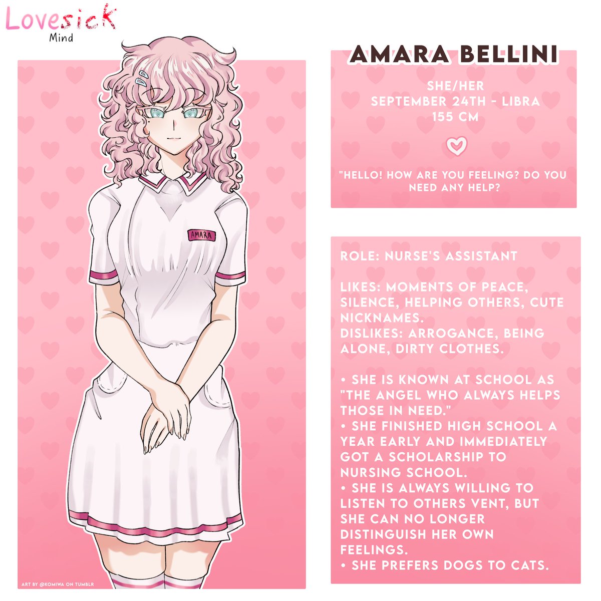 hachikoyidev's tweet image. Character introduction and sprite showcase: Amara Bellini

#LovesickMind #VisualNovel #CharacterIntro