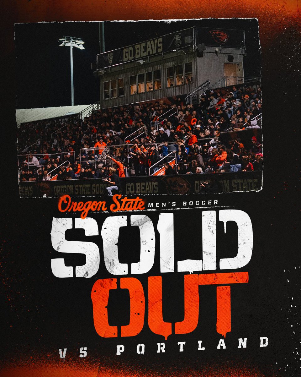 BeaverMSoccer's tweet photo. ‼️ TONIGHT'S MATCH VS. PORTLAND IS OFFICIALLY SOLD OUT‼️

See you at Lorenz #BeaverNation!

#GoBeavs https://t.co/t4DoPhPs0O
