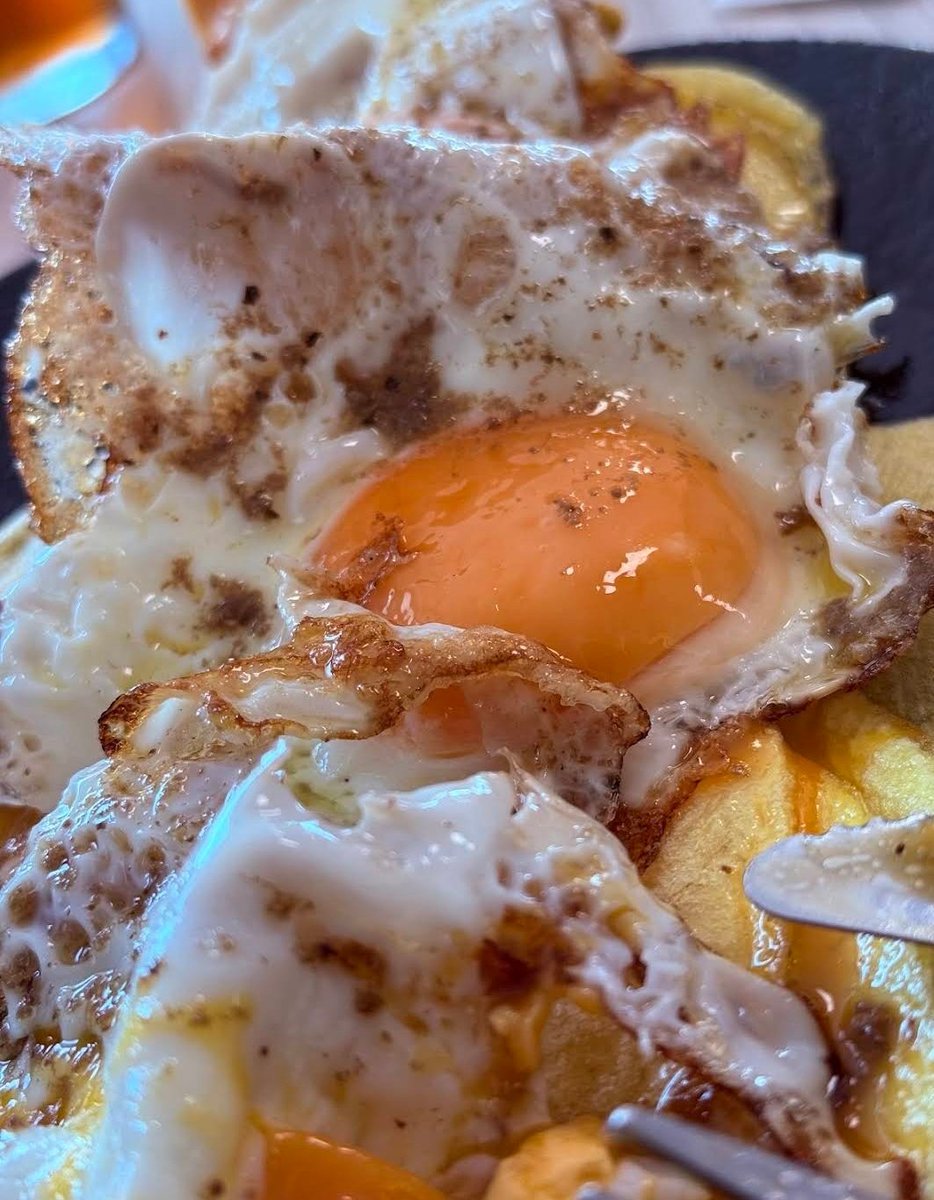 Un primer plano de nuestros Huevos Rotos 112... con Trufa 🤩🤩
#areadeservicio #a2 #torrezno #torreznos #viajar #autocares #bus #casarural #guadalajara #clm #comidacasera  #food #viaje #travel #gastronomía #cocina #carretera #ComidaPopular #TurismoRural #gasolinera #restaurante