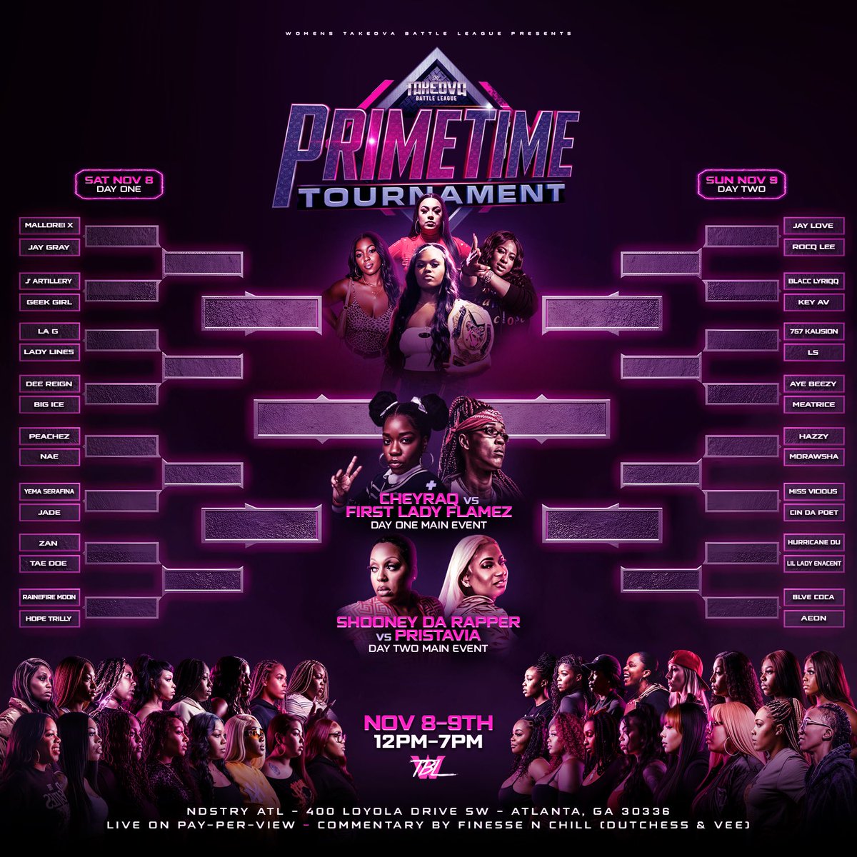 OFFICIAL FULL EVENT FLYER 🔥🔥
LOCATION CONFIRMED

DAY 1 LEFTSIDE DAY 2 RIGHTSIDE

2 FULL DAYS FOR $40

PULL UP AND SUPPORT FEMALE BR
tbl.ticketspice.com/wtblprimetime