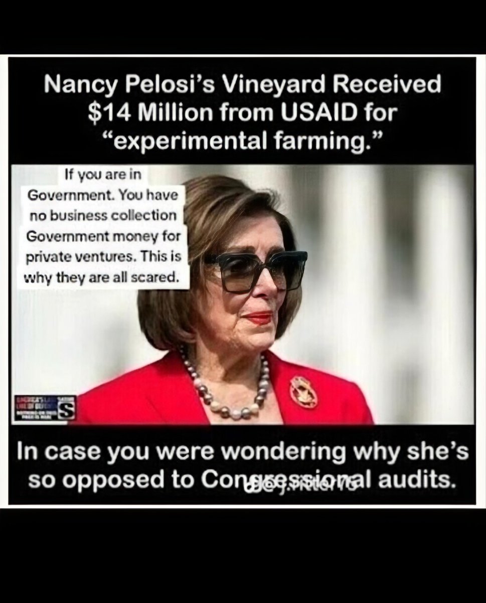 ARMY VETERAN _N.Y _RICAN_DAVE 🇺🇸 🇺🇲 🇺🇸 (@dave73369) on Twitter photo <a href="/SpeakerPelosi/">Nancy Pelosi</a> Let's look at who is the rich
Elizabeth Warren 67 Million
Hakeem Jeffries 9 Million
Chuck Schumer 7 Million
Bernie Sanders 3 Million
Nancy Pelosi 270 Million
How do you become wealthy on a Government salary 🤔? <a href="/SpeakerPelosi/">Nancy Pelosi</a> Let's look at who is the rich
Elizabeth Warren 67 Million
Hakeem Jeffries 9 Million
Chuck Schumer 7 Million
Bernie Sanders 3 Million
Nancy Pelosi 270 Million
How do you become wealthy on a Government salary 🤔?