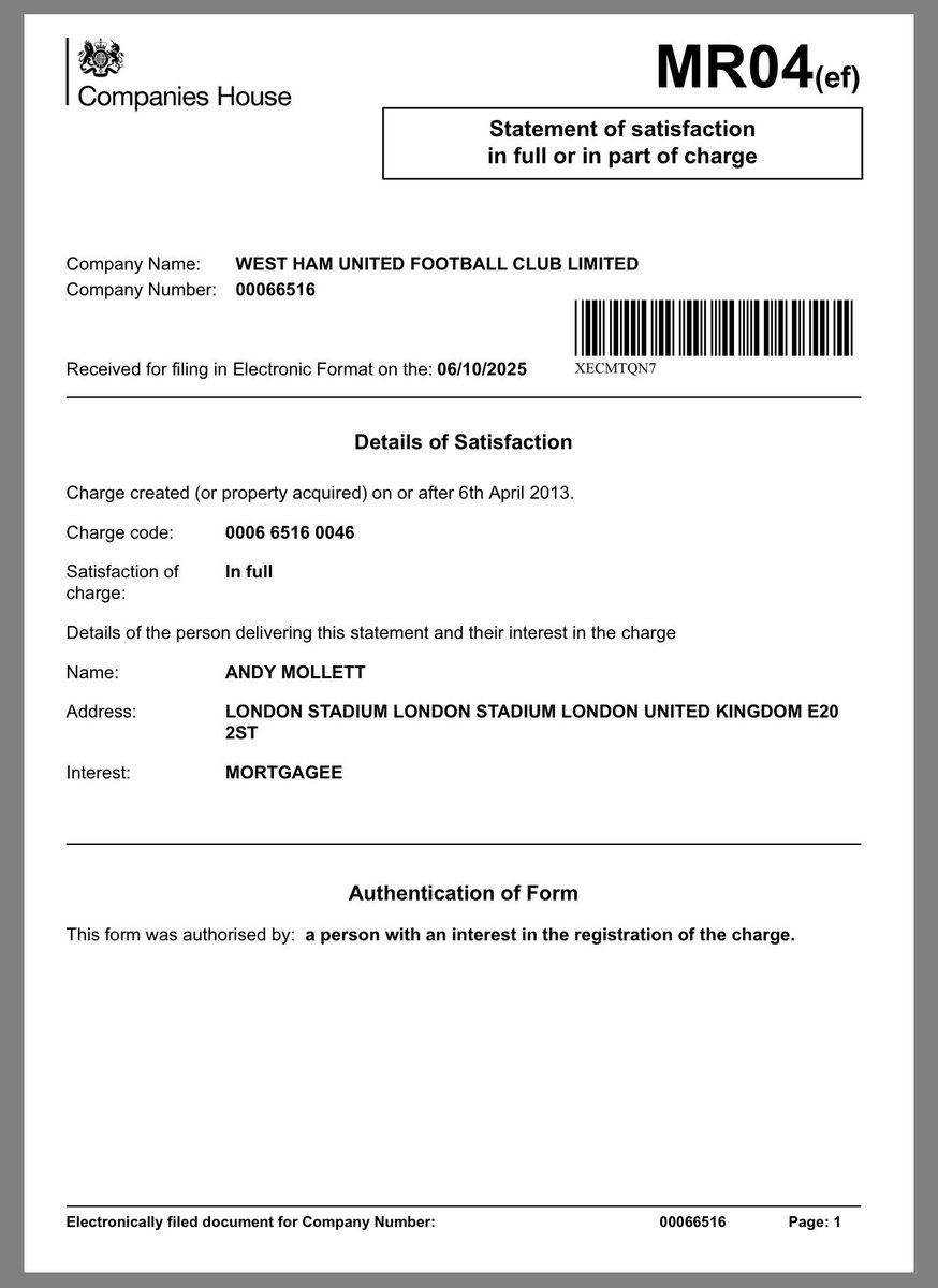 westhamfootball's tweet image. Last week, West Ham United Football Limited filed four separate documents with Companies House showing they had settled four separate loans with Barclays Bank.

Three of these financial agreements relate to August 2023, and the remaining loan is dated July 2024.

In August 2023,…