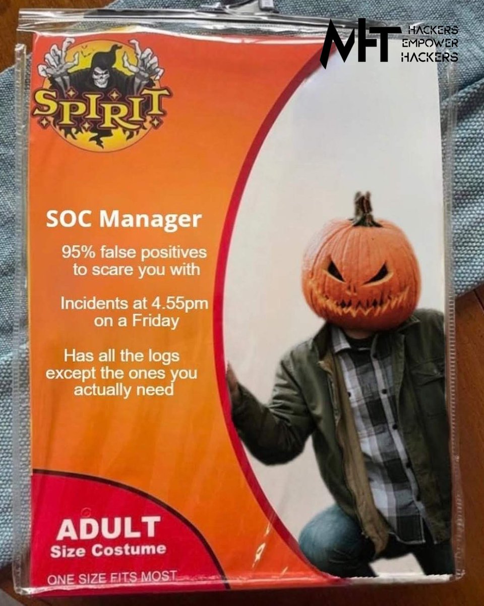 MyHackerTech's tweet image. Swipe for more and tag a friend who would wear this on 31 Oct
#hackers #hacking #hacker #cybersecurity #ethicalhacking #hack #kalilinux #ethicalhacker #infosec #hackerman #pentesting #hacked #malware
#halloween #spooky #horror #halloweencostume #spookyseason #happyhalloween