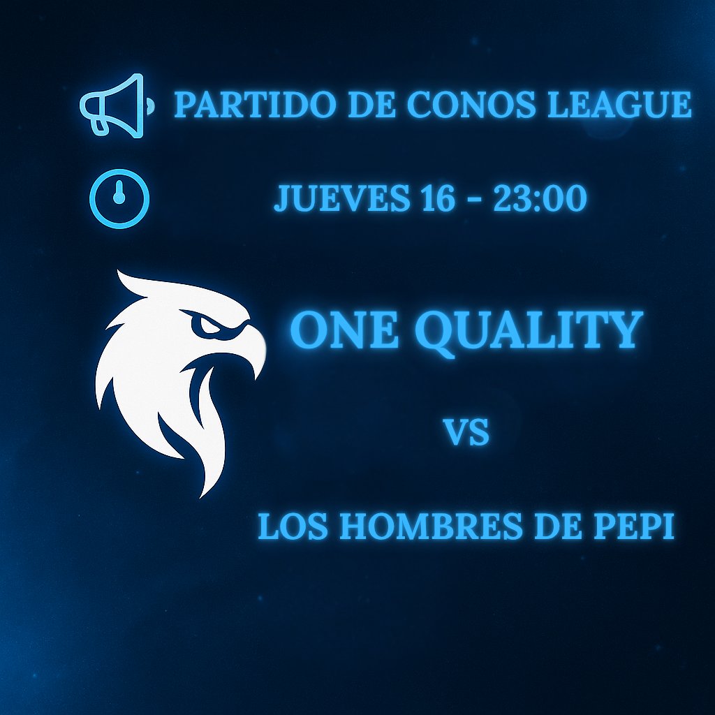 El día de mañana tendremos nuestro primer partido de <a href="/ConosLeague/">Conos League</a>. Esperamos empezar con el pie derecho 🤍💙. 

<a href="/Samueloviedo__/">Samuel</a> 
<a href="/SerenoSuper/">SuperSereno</a> 
<a href="/fj0tacs/">Fj0tacs_</a> 
<a href="/clon_cs/">Pablo</a> 
<a href="/cheteecs/">Alberto Pérez Coloma</a> 

#OneQuality #ConosLeague