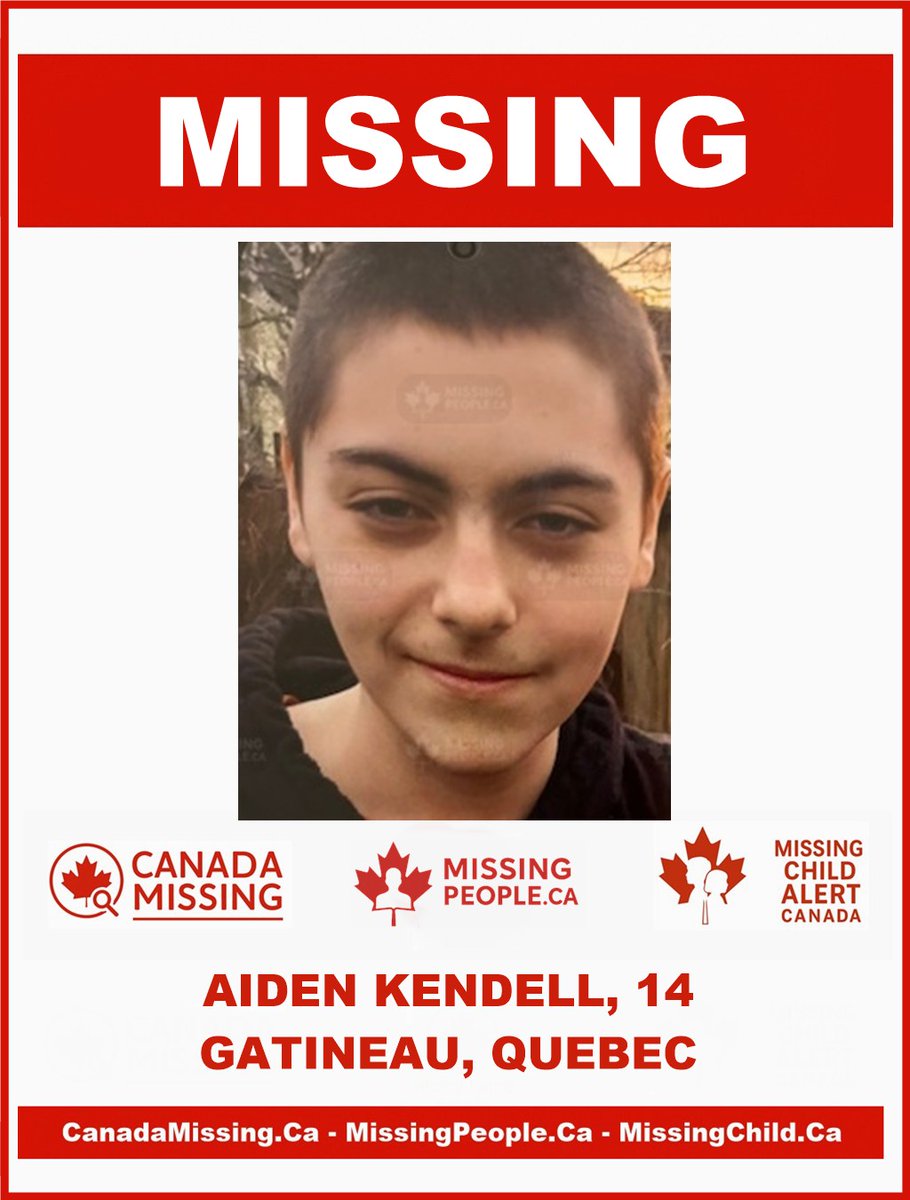 Missing_CA's tweet image. 🔗 Full story: missingpeople.ca/missing-teen-i…
🧭 MISSING TEEN IN GATINEAU, QUEBEC – AIDEN KENDELL, 14 – LAST SEEN OCTOBER 10, 2025
📍 #Gatineau #QC #Quebec
