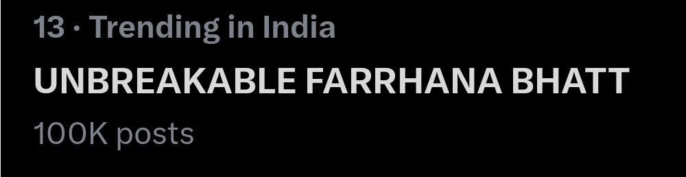 100k strong! 💥
Every follow, every support, every moment this milestone is ours!
The journey’s just getting started.

UNBREAKABLE FARRHANA BHATT

#FarrhanaBhatt • #FarhanaBhatt • #BiggBoss19