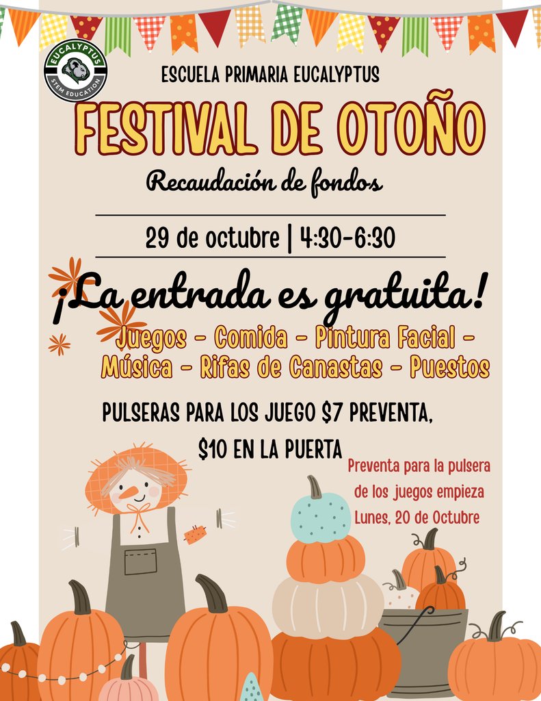EucKoalas's tweet photo. 🎪 Get ready for our upcoming Fall Festival! 🍁 Mark your calendars for October 29th - it's going to be a day filled with games, food, music, and smiles! ✨

Starting October 20th, your little Koalas can purchase their game wristbands during lunchtime. 🎡🎪🎃 https://t.co/xGgSMwjn8z
