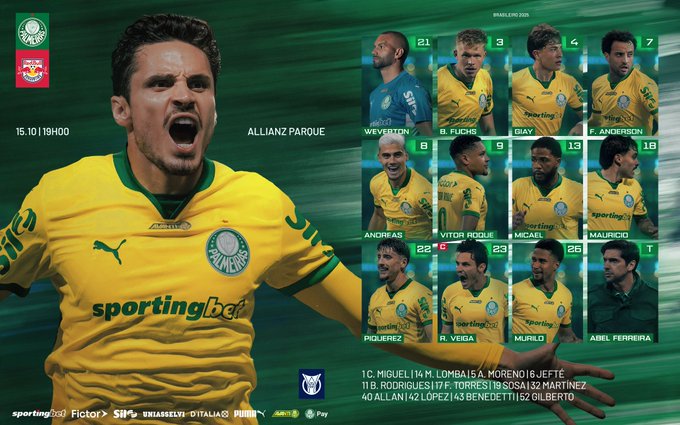 Palmeiras definido para encarar o Red Bull Bragantino