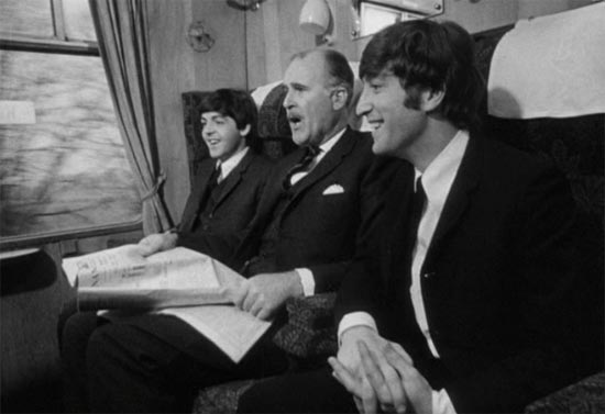 Richard Vernon (the one in the middle, obviously) was 39 when he filmed this scene in A HARD DAY'S NIGHT with The Beatles.