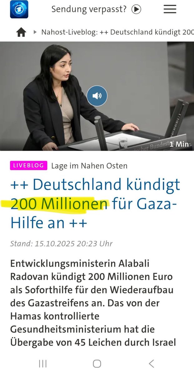 200 Millionen € nach #Gaza!!!

In einem Land mit mündigen, mit informierten Bürgern, würden die Menschen spätestens jetzt auf die Straße gehen!

Das, was Entwicklungsministerin Reem Alabali-Radovan, <a href="/spdbt/">SPD-Fraktion im Bundestag</a>, da vor hat, mag ihrer Agenda dienen, dem deutschen Volk dient es nicht.